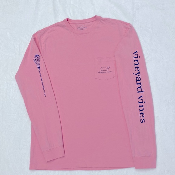 Vineyard Vines 100% Cotton Baby Pink with Logos Long Cool Shirt Women's Small !! - Picture 3 of 11